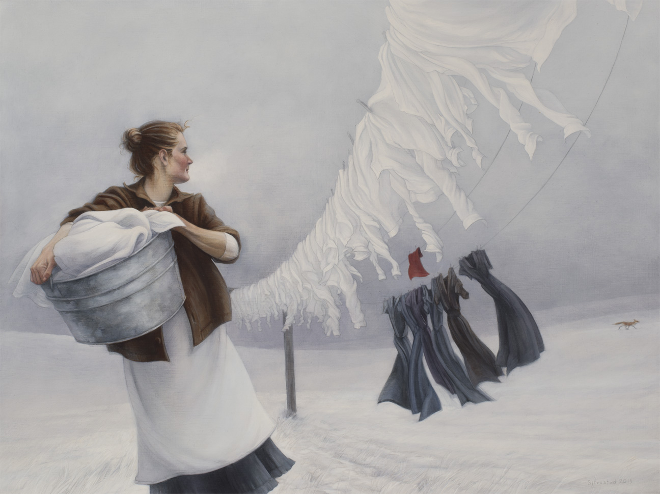 2015 Red Flag copy Red Flag, 2015. Graphite & oil on wood panel, 18x24". Sold