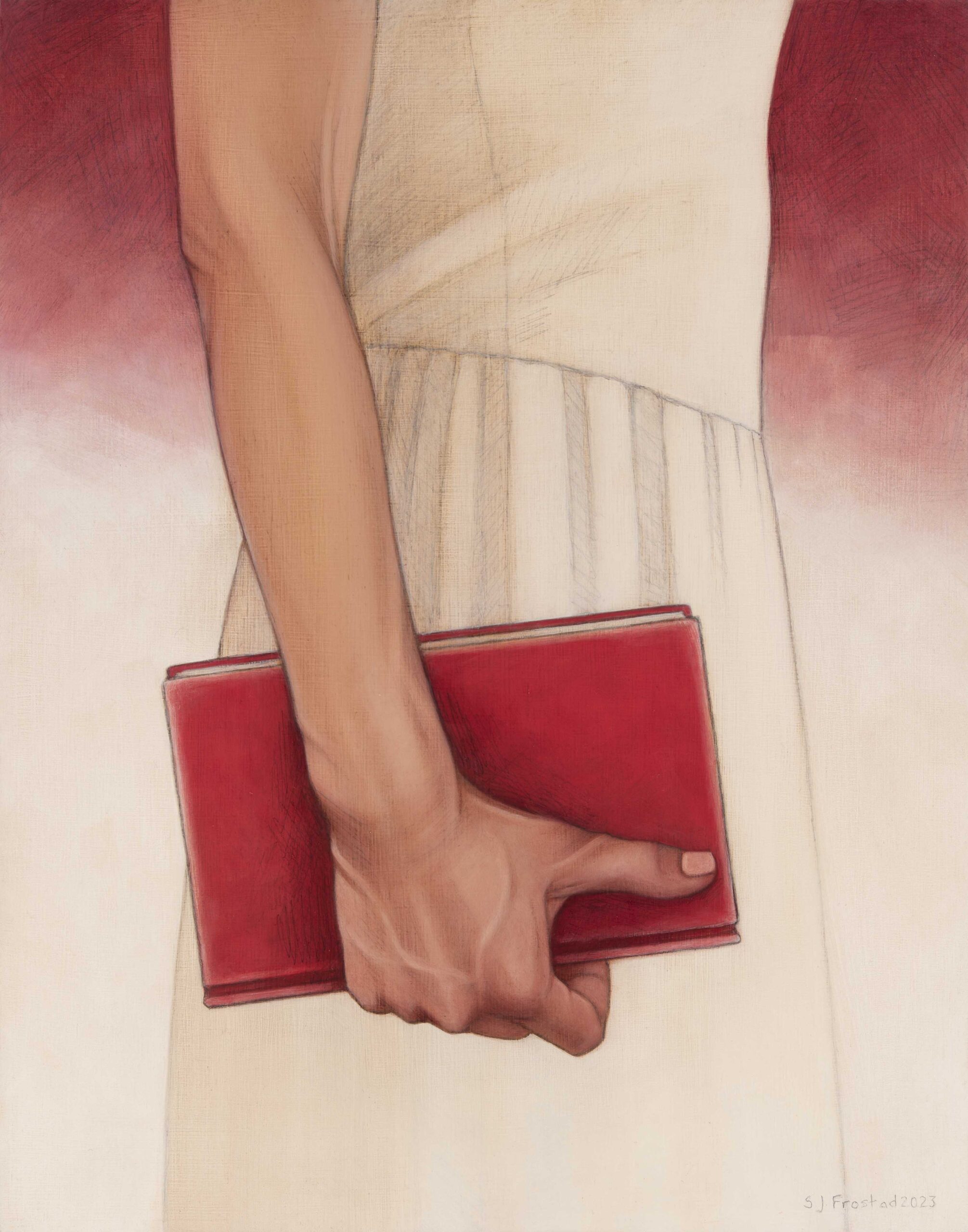 Reader I, 2023. Graphite & will on wood panel, 14x11". Sold