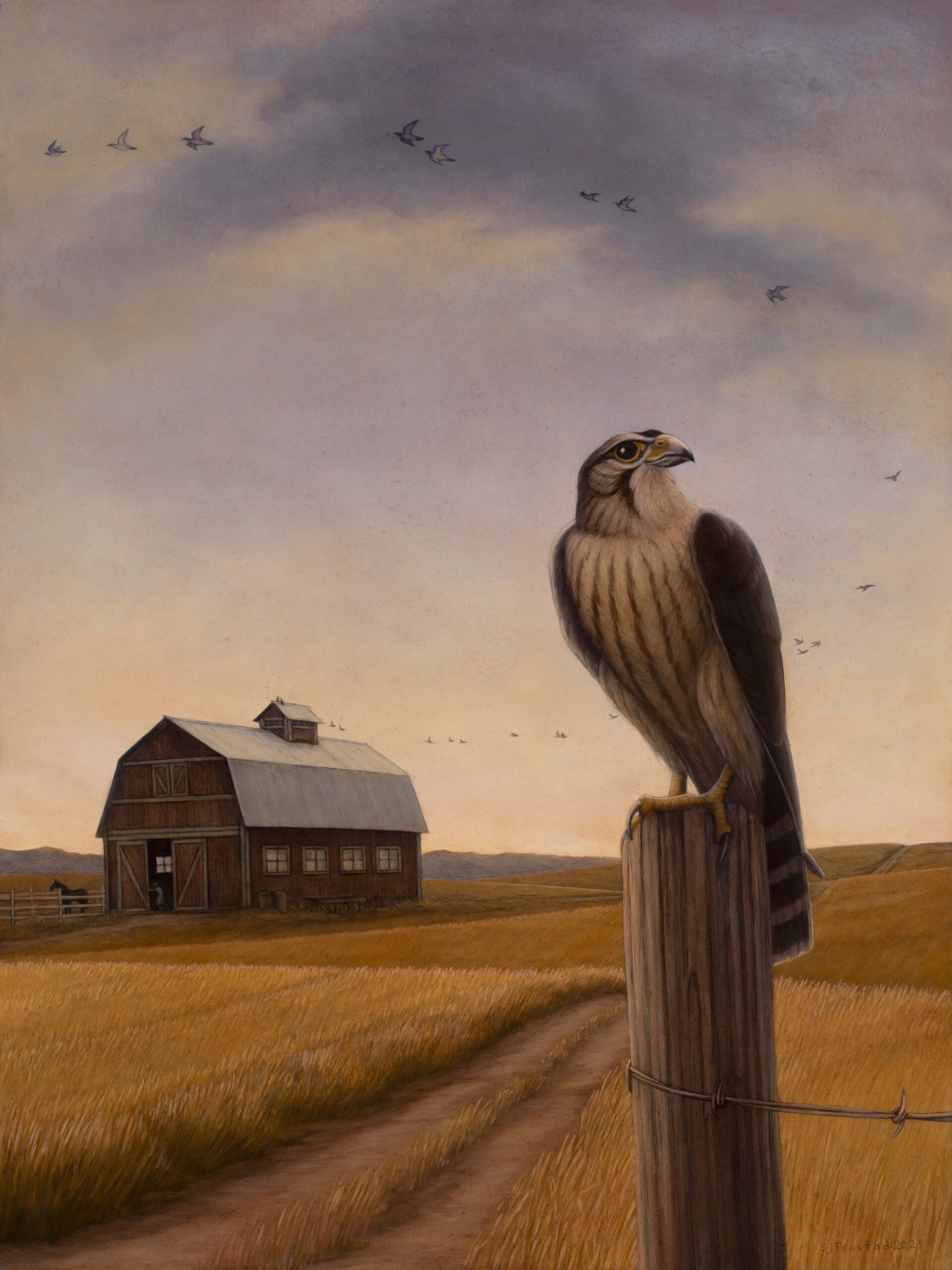 Dove Cote, 2023. Graphite & oil on wood panel, 24x18". 2,200