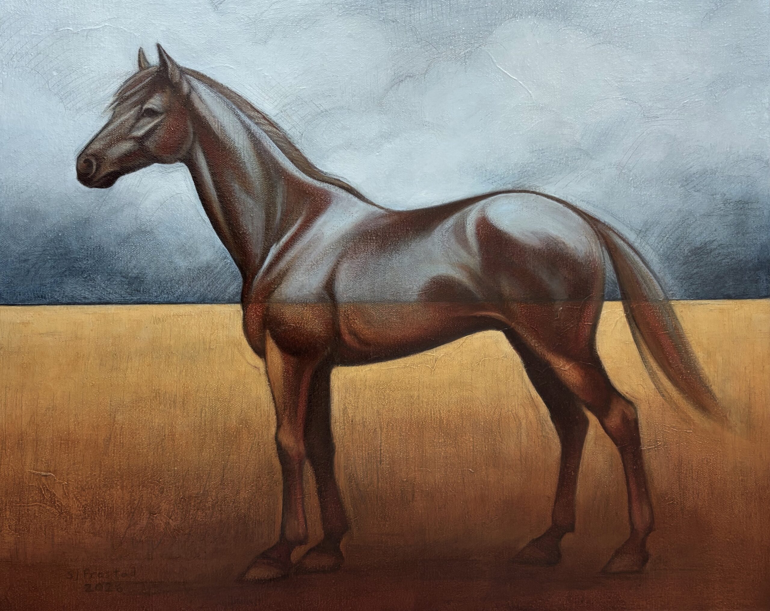 Creature of Earth & Sky II, 2026. Graphite & oil on canvas, 16x20"